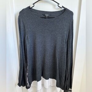 Simply Vera Vera Wang Charcoal Gray Layered-Look Long Sleeve Top